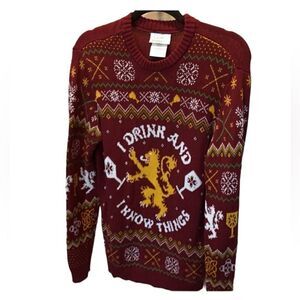Game of Thrones ~ Burgundy Sweater ~ “I Drink and I Know Things” ~ size Large